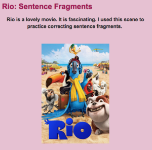 Movie Segments to Assess Grammar Goals