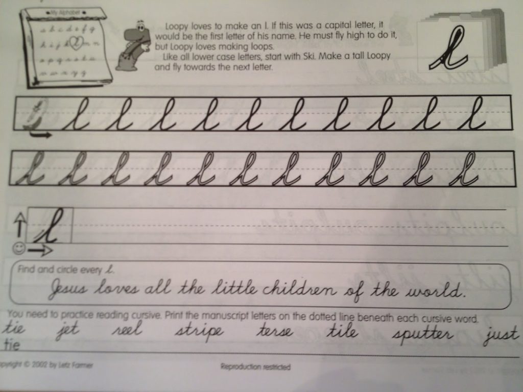 Cheerful Cursive Sample Page