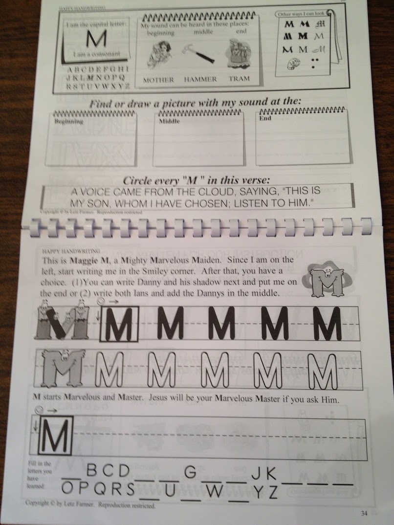 Happy Handwriting sample page Mastery Publications